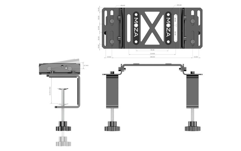Moza Table Clamp for Sim Racing DD Wheel Base, Tilt Distance Depth Customizable All-Around Table Mount - Image 5